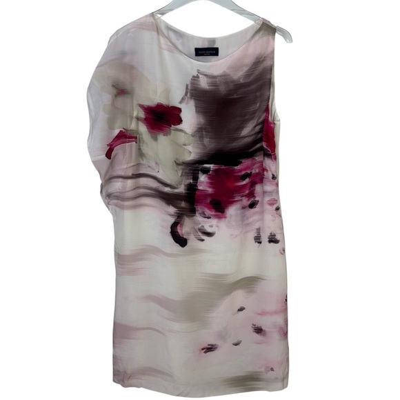 Piazza Sempione White and Pink Asymmetrical Sheath Dress - Picture 1 of 16